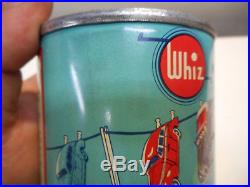 L1673- Vintage 6 OZ WHIZ SPEEDRY POWDERED CAR WASH OIL TIN METAL SIGN CAN