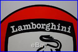 LAMBORGHINI Vintage Steel Enamel DEALERSHIP SIGN. HUGE 20 IN DIAMETER