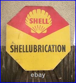 LARGE VINTAGE SHELL LUBRICATION SIGN Shell Motor Oil Sign