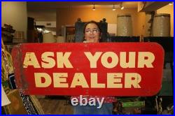 Large 48 Vintage c. 1960 Auto-Lite Dealer Ford Batteries Spark Plugs Metal Sign