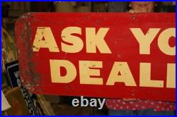 Large 48 Vintage c. 1960 Auto-Lite Dealer Ford Batteries Spark Plugs Metal Sign