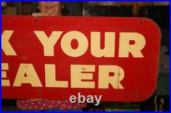 Large 48 Vintage c. 1960 Auto-Lite Dealer Ford Batteries Spark Plugs Metal Sign