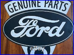 Large Double-Sided Hanging Metal Vintage Ford V8 Sign