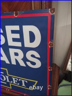 Large Huge Vintage Chevrolet Ok Used Cars Automobile 3ft Porcelain Metal Sign