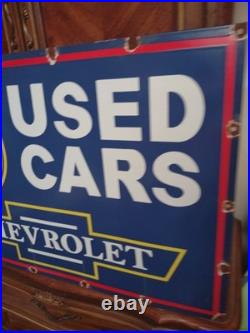Large Huge Vintage Chevrolet Ok Used Cars Automobile 3ft Porcelain Metal Sign