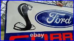 Large Old Vintage Ford Motor Co. Cobra Dealership Porcelain Heavy Metal Sign