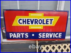 Large Rare Vintage Porcelain Metal Bowtie Chevrolet Sign Auto Truck Car Dealer