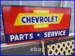 Large Rare Vintage Porcelain Metal Bowtie Chevrolet Sign Auto Truck Car Dealer
