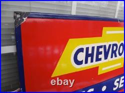 Large Rare Vintage Porcelain Metal Bowtie Chevrolet Sign Auto Truck Car Dealer