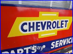 Large Rare Vintage Porcelain Metal Bowtie Chevrolet Sign Auto Truck Car Dealer