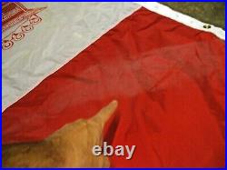 Large USED Vintage 10' x 3' Cadillac GM Dealership Flag Nylon Red & White Banner