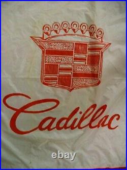 Large USED Vintage 10' x 3' Cadillac GM Dealership Flag Nylon Red & White Banner