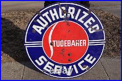 Large Vintage 1930's Studebaker Car Gas Oil 2 Sided 42 Porcelain Metal Sign