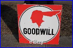 Large Vintage 1950's Pontiac Goodwill Used Cars Gas Oil 36 Porcelain Metal Sign