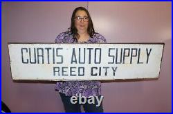 Large Vintage 1950s Curtis Auto Supply Reed City Michigan 48 Metal Gas Oil Sign
