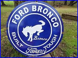 Large Vintage 1964 Ford Motor Company Bronco Porcelain Dealer Sign 30