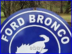 Large Vintage 1964 Ford Motor Company Bronco Porcelain Dealer Sign 30