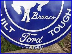 Large Vintage 1964 Ford Motor Company Bronco Porcelain Dealer Sign 30