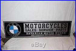 Large Vintage BMW Motorcycles Sales Service Parts Gas Oil 48 Metal SignNice