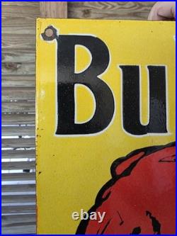 Large Vintage Bull Dog Tobacco Porcelain Sign Car Gas Oil Truck 18×14