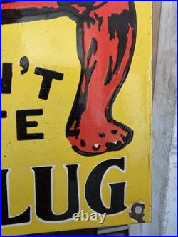 Large Vintage Bull Dog Tobacco Porcelain Sign Car Gas Oil Truck 18×14