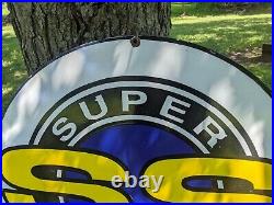 Large Vintage Car Super Sport Parts Dealer Porcelain Advertising Sign 30