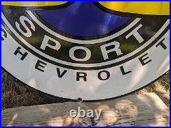 Large Vintage Car Super Sport Parts Dealer Porcelain Advertising Sign 30