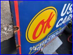 Large Vintage Chevrolet Ok Used Cars Automobile 36 Porcelain Metal Sign