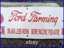 Large Vintage Ford Motor Company Farming Dearborn Porcelain Dealer Sign 30 X 8