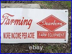 Large Vintage Ford Motor Company Farming Dearborn Porcelain Dealer Sign 30 X 8