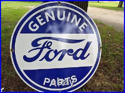 Large Vintage Ford Parts Porcelain Metal Advertising Sign 30