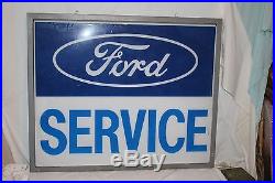 Large Vintage Ford Service Car Dealership Gas Oil 49 Sign WithHanging Frame