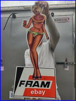 Large Vintage Fram Air Filters Dealer Porcelain Enamel Sign Auto Parts