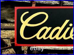 Large Vintage Hand Painted Enamel Cadillac Service Station Garage Hotrod Sign