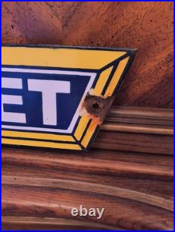 Large Vintage Rare Porcelain Bowtie Die Cut Chevrolet Sign Auto Truck Car Dealer