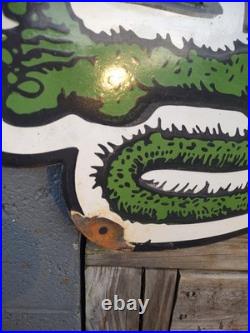 Large Vintage Rat Fink Porcelain Sign Old 30 Ed Roth Hot Rod Auto Gas Engine Ad