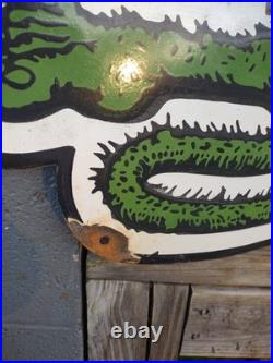 Large Vintage Rat Fink Porcelain Sign Old 30 Ed Roth Hot Rod Auto Gas Engine Ad