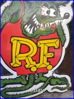 Large Vintage Rat Fink Porcelain Sign Old 30 Ed Roth Hot Rod Auto Gas Engine Ad