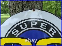 Large Vintage White Supersport Car Dealer Porcelain Advertising Sign 30