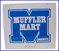 MERIT MUFFLER MART Sign Double Sided Auto Parts Repair Shop Gas Station Ad