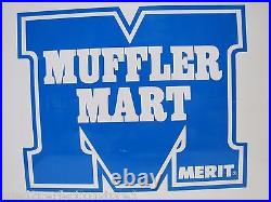 MERIT MUFFLER MART Sign Double Sided Auto Parts Repair Shop Gas Station Ad