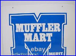 MERIT MUFFLER MART Sign Double Sided Auto Parts Repair Shop Gas Station Ad