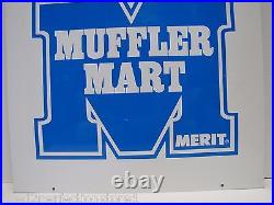 MERIT MUFFLER MART Sign Double Sided Auto Parts Repair Shop Gas Station Ad