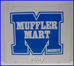 MERIT MUFFLER MART Sign Double Sided Auto Parts Repair Shop Gas Station Ad