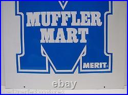 MERIT MUFFLER MART Sign Double Sided Auto Parts Repair Shop Gas Station Ad