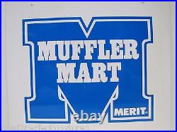 MERIT MUFFLER MART Sign Double Sided Auto Parts Repair Shop Gas Station Ad