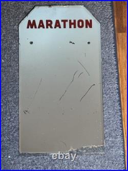 Marathon Oil Mirror Service Station Original Garage Early Auto Gas Sign Vintage