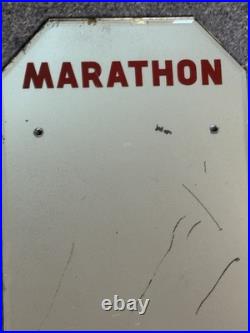 Marathon Oil Mirror Service Station Original Garage Early Auto Gas Sign Vintage