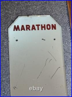 Marathon Oil Mirror Service Station Original Garage Early Auto Gas Sign Vintage