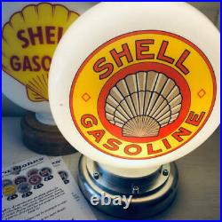 Mini Gas Pump Globe, Vintage Shell, Alloy Base LED Desk Lamp, Petrol Memorabilia